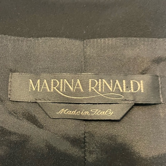 Marina Rinaldi Made in Italy Black Beaded Feather Hem Blazer Jacket IT 52 /US 18 - Picture 6 of 8